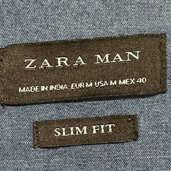 Zara Man Slim Fit Denim Shirt - Medium, Western Style, Made in India - Picture 6 of 9